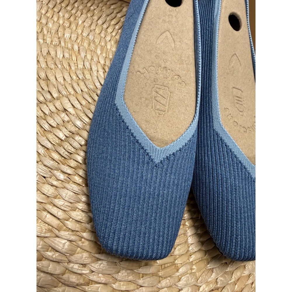 VIVAIA Blue Knit Flats Square Toe Comfort Sustainable Slip-On  EU/39 US/8 - Picture 5 of 15